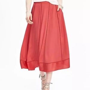 Banana Republic NWT midi flair skirt Red Coral 4